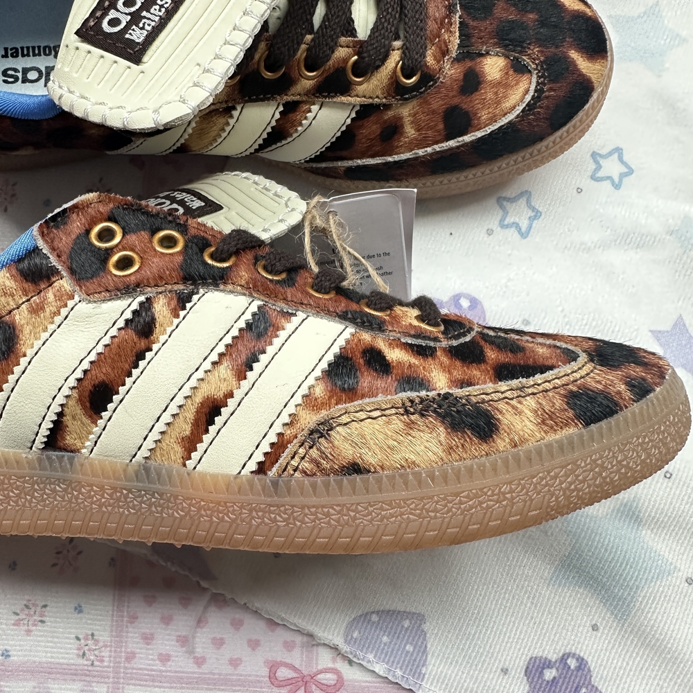 adidas x Wales Bonner Samba Leopard Print Pony Hair Low-Top Sneakers - Picture 9 of 11